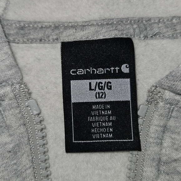Carhartt Kids Gray Zip Up Hoodie Jacket Sz L (12) - Picture 3 of 4